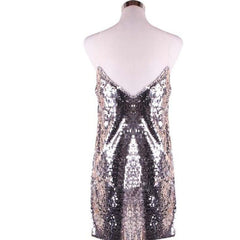 Sequin Mini Dress Spaghetti Strap Deep V-neck Dress Sleeveless Party Dresses Mssaz Desses