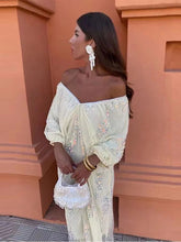 Sequins Strapless Pleated Slash Neck Lantern Sleeve Spring Ladies New Evening Party Vestido Midi Dress Mssaz Desses