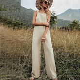 Casual Solid Cotton Linen Jumpsuits Mssza