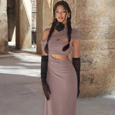 Cut Out Elegant Fashionable One Shoulder Short Sleeve Bodycon Stylish Maxi Dress Mssaz Desses
