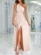 Spring One Shoulder Sleeveless Long Dress Solid Loose Night Party Dress Mssaz Desses