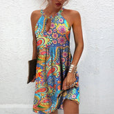 Beach Mini Dress Sleeveless Hollow Elegant Boho Party Mssaz Desses