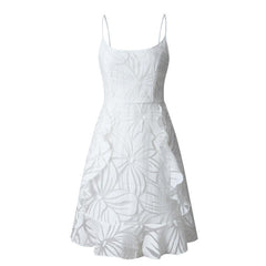 Ruffle Off Shoulder Simple White Female Halter Vintage Dress Mssaz Desses