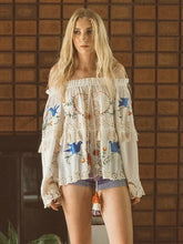 Off-shoulder Embroidery Loose Casual Blouse Mssza
