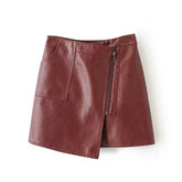 Pu Leather Solid Zipper Mini Skirts Mssza