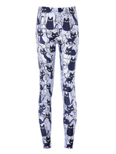 Slim Polyester Cat Print Skinny Trousers Mssza