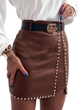 Skirt Studded Leather Short Bottoms Mssza