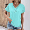 Solid Color V Neck Short Sleeve Basic Tops Tee Streetwear T-Shirts Mssza