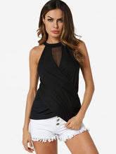 Solid Crossed Front See Through Design Halter Cami Mssza
