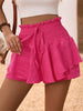 Solid High Waist Ruffle Trim Adjustable Tied Detail Perfect Casual Wear Short Mssza