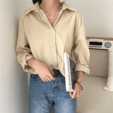 Solid Long Sleeve Office Blouse Mssza
