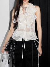 Solid Spliced Ruffles V Neck Sleeveless Tunic Temperament Minimalist Vests Top Mssza