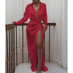 Solid twisted design shirt dress Mssaz Desses