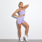 Sports Suit Bra And High Waist Gym Workout Shorts Mssza