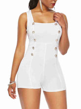 Square Neck Buttons Cotton Blend Skinny One Piece Outfit Mssza