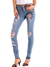 Stretch High Waist Skinny Embroidery Jeans Mssza