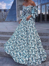 Floral Print Boat Neck Prom Dresses Mssaz Desses