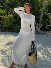 Knitted Out See Through Bodycon Beach Stylish Maxi Dress Mssaz Desses