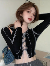 Fashionable Bust Hollow-out Design Long Sleeve Cool T-shirts Mssza