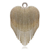 Diamonds Heart Design Clutch One Side Handle Rhinestones Purse Mssza