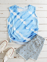 Tie Dye O-neck Sleeveless Pocket Casual Tank Top Mssza