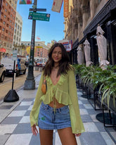 Tie Up Open Front Lace Cardigan Lace Up Lapel Crop Tops Vintage Shirt Mssza