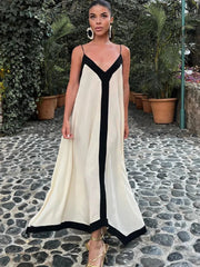 Chiffon Contrast Off-Shoulder Female Casual Dress Mssaz Desses