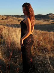 Lace Black Evening Gown Split Party Casual Dress Mssaz Desses