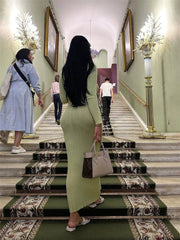 Sleeve Slim Knit High Waist Elegant Party Skinny Casual Dress Mssaz Desses