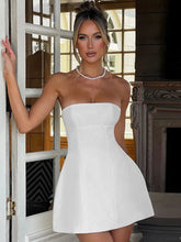 White Patchwork Bandeau Backless Slim Party Gown Elegant New Casual Dress Mssaz Desses
