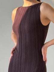 Sleeveless Maxi Female High Waist Color Pullover Elegant Knitwear Casual Dress Mssaz Desses