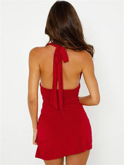 Knit Sweater Halter Dress Backless Lace-Up Patchwork Maxi New Casual Dress Mssaz Desses
