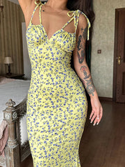 Flowers Suspender Wrap Backless Lady Beach Bodycon Casual Dress Mssaz Desses