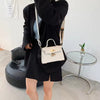 Trendy Embossed With Lock Closure Shoulder Crossbody Bag Mssza