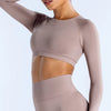 Trendy Knitted Seamless No Pocket Long Sleeves Crop Top Mssza