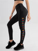 Trendy Gradient Letter Printed Tight Elastic Ankle-Length Yoga Pants Mssza
