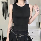 Trendy Skinny Mock Neck Crop Top Simple Trim Outfit Mssza