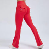 Trendy Slit Pockets High Waist Quick Dry Wide Leg Tight Pants Mssza