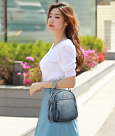 Trendy Solid Multi-pocket Retractable Travel Leather Backpacks Mssza