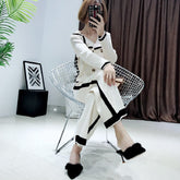 Turn-down Collar Double Breasted Loose Knitted Set Mssza
