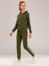 Two Piece Sets Blend Stripes Pattern Casual Pants Outfit Mssza