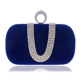 Velvet Finger Ring Rhinestones Finger Ring Diamonds Clutch Mssza