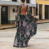 Vintage Backless Long Maxi Dress Mssaz Desses
