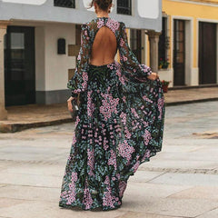 Vintage Backless Long Maxi Dress Mssaz Desses