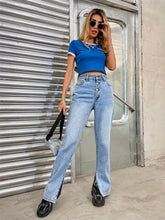 Vintage Button Fly Straight Streetwear Casual Loose High Waist Split Jeans Mssza