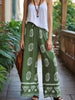 Vintage Chic Floral Bohemian Elastic Waist Loose Wide Leg Pants Mssza