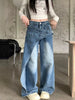 Vintage Cotton Zipper Fly Designer Distressed Baggy Stacked Jeans Mssza
