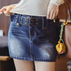 Vintage Denim Bottom For Street Style Belted Pocket Short Skirt Mssza