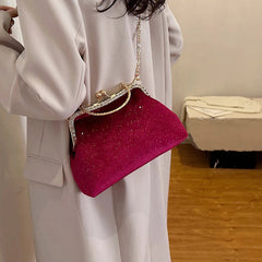 Vintage Designer With Chain Bags Lock Shell Clip Retro Evening Handbags Mssza