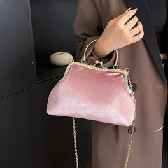 Vintage Designer With Chain Bags Lock Shell Clip Retro Evening Handbags Mssza